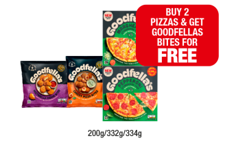 Goodfella's Margherita, Pepperoni, Cheesy Pizza Bites, Mozzarella Cheese Bites - Now Only Buy 2 Pizzad & Get Goodfellas Bites for FREE at Premier
