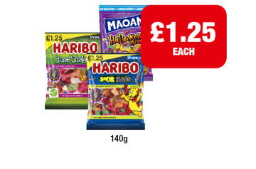 Haribo Bone Shakers, Sour Bats, Halloween Mixx - Now Only £1.25 at Premier