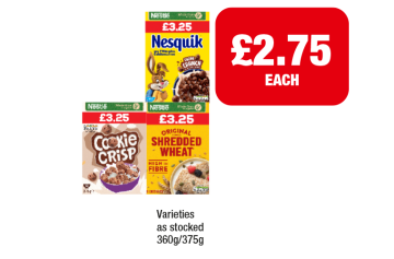 Kellogg's Nesquik, Cookie Crisp, Shredded Wheat - Now Only £2.75 at Premier