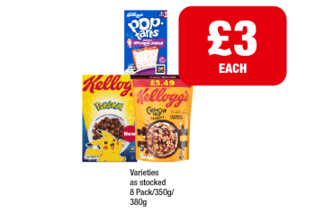 Kellogg's Pop Tarts, Pokemon, Crunchy Nut Granola - Now Only £3 at Premier