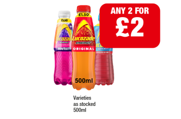 Lucozade Original, Grafruitti, Sport Raspberry - Any 2 for £2 at Premier