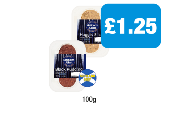 Malcolm Allan Black Pudding, Haggis Slice - Now Only £1.25 at Premier