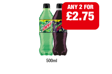 Mountain Dew Citrus Blast, Pitch Black - Any 2 for £2.75 at Premier
