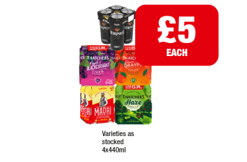 Murphy's, Thatcher's Apple & Blackcurrant, Blood Orange, Haze, Madri Limon - Now Only £5 at Premier