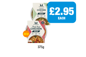 My Protein Classic Chicken & Veg Soup, Thai Red Chicken Soup - Now Only £2.95 at Premier