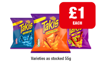 Takis Blue Heat, Intense Nacho, Fuego - Now Only £1 at Premier
