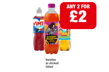 Vimto No Added Sugar, Sunset Papaya-Dise, Levi Roots Reggae Sunrise - Any 2 for £2 at Premier