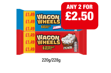 Wagon Wheels, Jammie - Any 2 for £2.50 at Premier