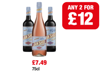 Jam Shed Shiraz, Rose, Malbec - Any 2 for £12 at Family Shopper