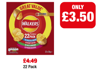 Walkers 22 Classic Pack - Was £4.49 - Now only £3.50 at Family Shopper