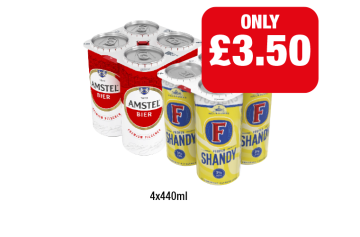 Amstel Bier, Foster Shandy - Now Only £3.50 at Premier