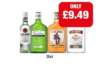 Bacardi, Gordon's Gin, Captain Morgan, Smirnoff Vodka - Now Only £9.49 at Premier