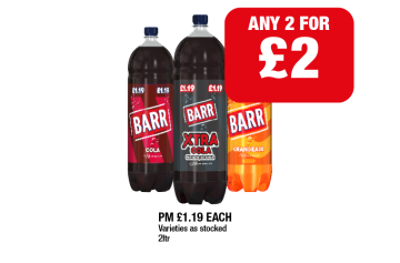 Barr Cola, Xtra Cola, Orangeade - Any 2 for £2 at Premier