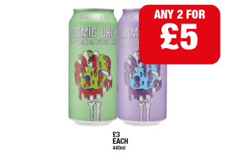 Beavertown Cosmic Drop Watermelon Punch, Berry Punch - Any 2 for £5 at Premier