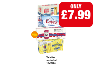 Brewdog Cold Beer, Coors, Rekorderlig Wild Berries, Foster's Shandy - Now Only £7.99 at Premier