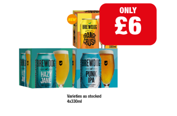 Brewdog Orange Crush, Hazy Jane, Punk IPA - Now Only £6 at Premier