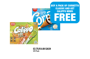 Calippo Mini, Cornetto Classico - Buy 1 Get 1 FREE at Premier