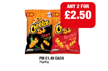Cheetos Fiery, Twisted - Any 2 for £2.50 at Premier