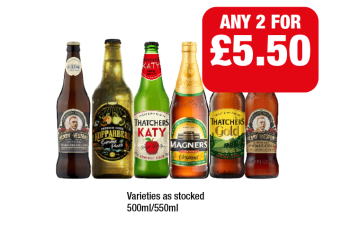 Henry Westons Signature Vintage, Vintage, Kopparberg Summer Punch, Thatchers Katy, Gold, Magners - Any 2 for £5.50 at Premier