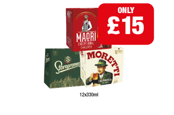 Madri, Staropramen, Moretti - Now Only £15 at Premier