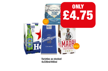 Thatcher's Zero, Heineken 0.0, San Miguel 0.0, Madri Zero - Now Only £4.75 at Premier