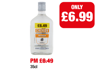 Chekov Vodka Mango - Was PM £8.49 - Now only £6.99 at Family Shopper