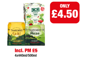 Thatchers Gold, Thatchers Haze, Inch's Medium Apple Cider - Was PM £5 - Now only £4.50 at Family Shopper
