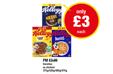 Kellogg's Krave, Coco Pops, Frosties - Now Only £3 at Family Shopper
