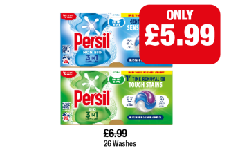 Persil 3 in 1 Capsules Bio, Non Bio - Now Only £5.99 at Family Shopper