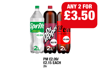 Sprite, Dr Pepper, Coca Cola Zero Sugar - Any 2 for £3.50 at Family Shopper