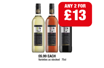 Hardy's Bin 161 Chardonnay, Rosé, Merlot - Any 2 for £13 at Family Shopper