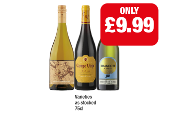 Diablo Golden Chardonnay, Campo Viejo Rioja, Brancott Sauvignon Blanc - Now Only £9.99 at Family Shopper