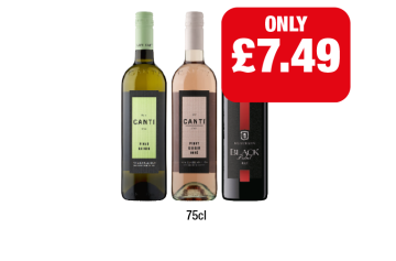 Canti Pinot Grigio, Rosé, McGuigan Black Label Red - Now Only £7.49 at Family Shopper