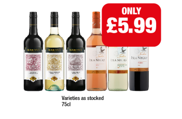 Hardy's Shiraz Cabernet, Chardonnay, Merlot, Isla Negra Rosé, Sauvignon Blanc, Malbec - Now Only £5.99 at Family Shopper