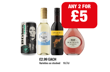 19 Crimes Chard, Blossom Hill White, Yellow Tail Shiraz, Mateus Rosé - Any 2 for £5 at Family Shopper