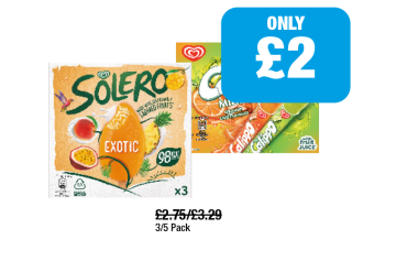 Solero Exotic, Calippo Mini - Now Only £2 at Family Shopper