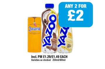 Chocomel, Yazoo Chocolate, Banana - Any 2 for £2 at Family Shopper